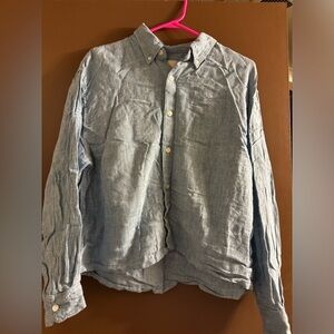 abercrombie cropped linen button down size small